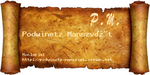 Podwinetz Manszvét névjegykártya